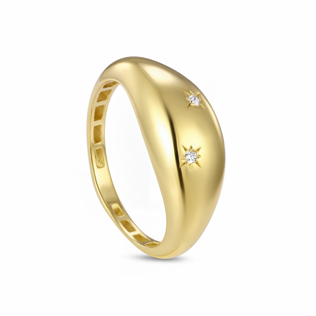 18K Celestial Minimalist Dome Ring