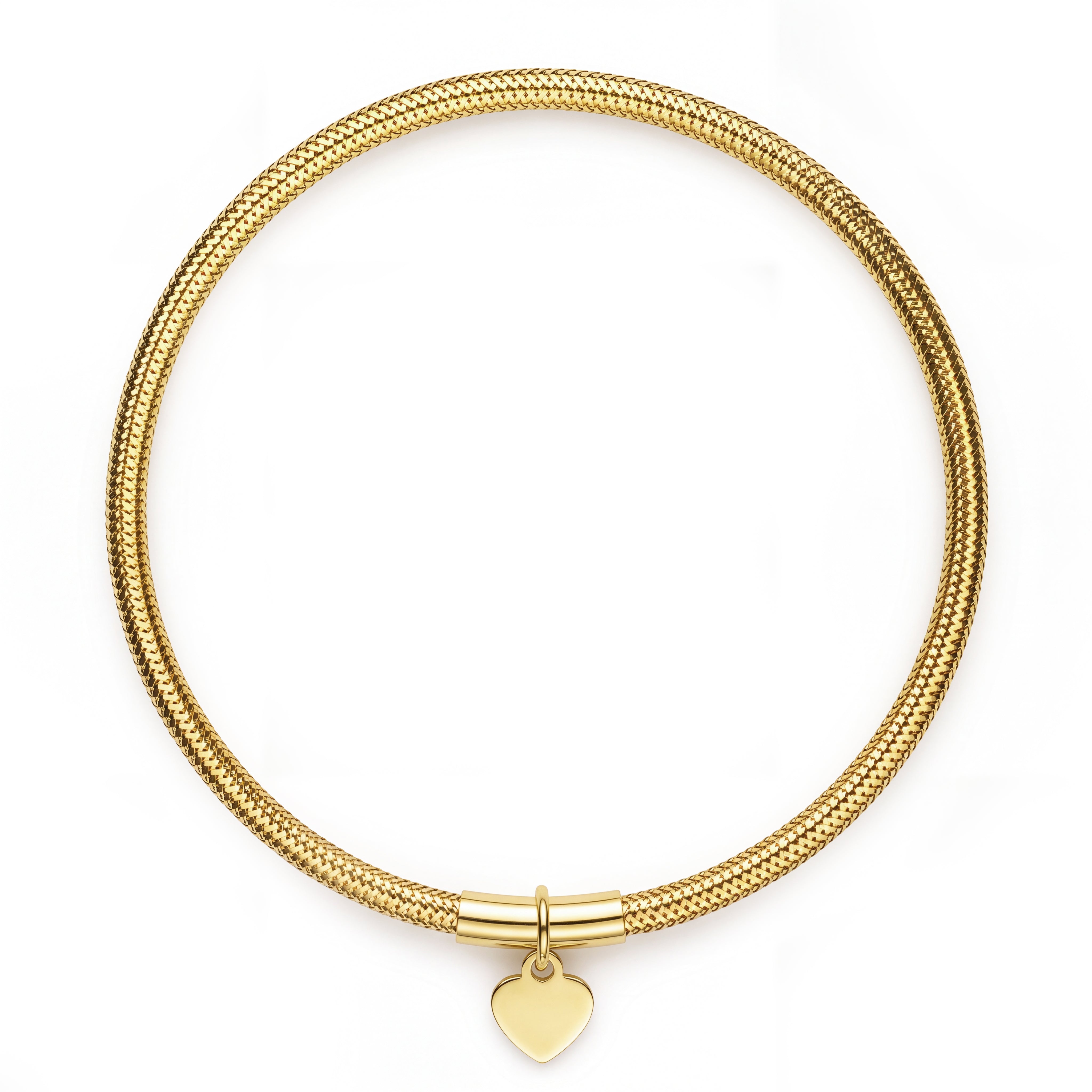 18K Heart Charm Stretch Mesh Bracelet