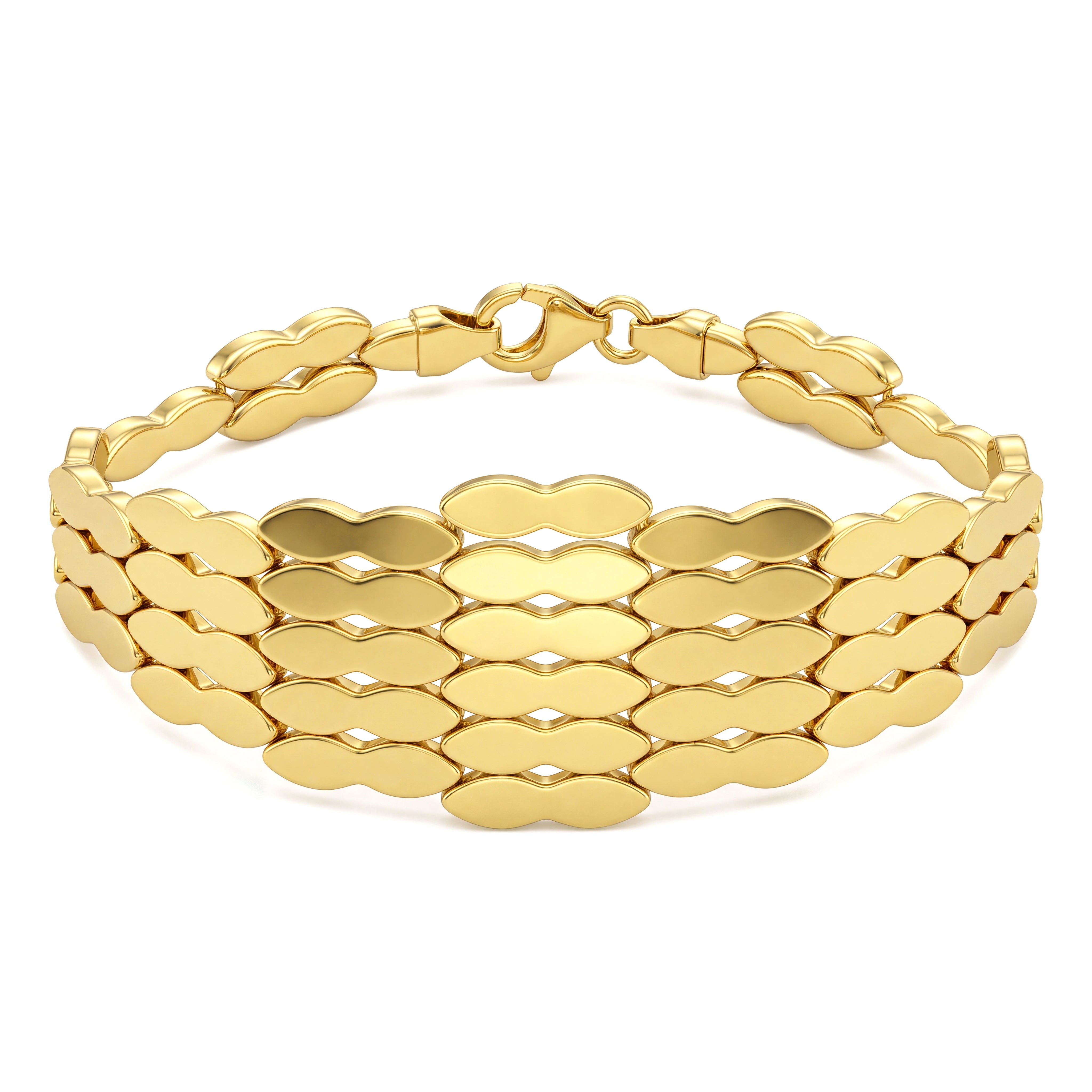 18K Multi-Row Gold Statement Bracelet