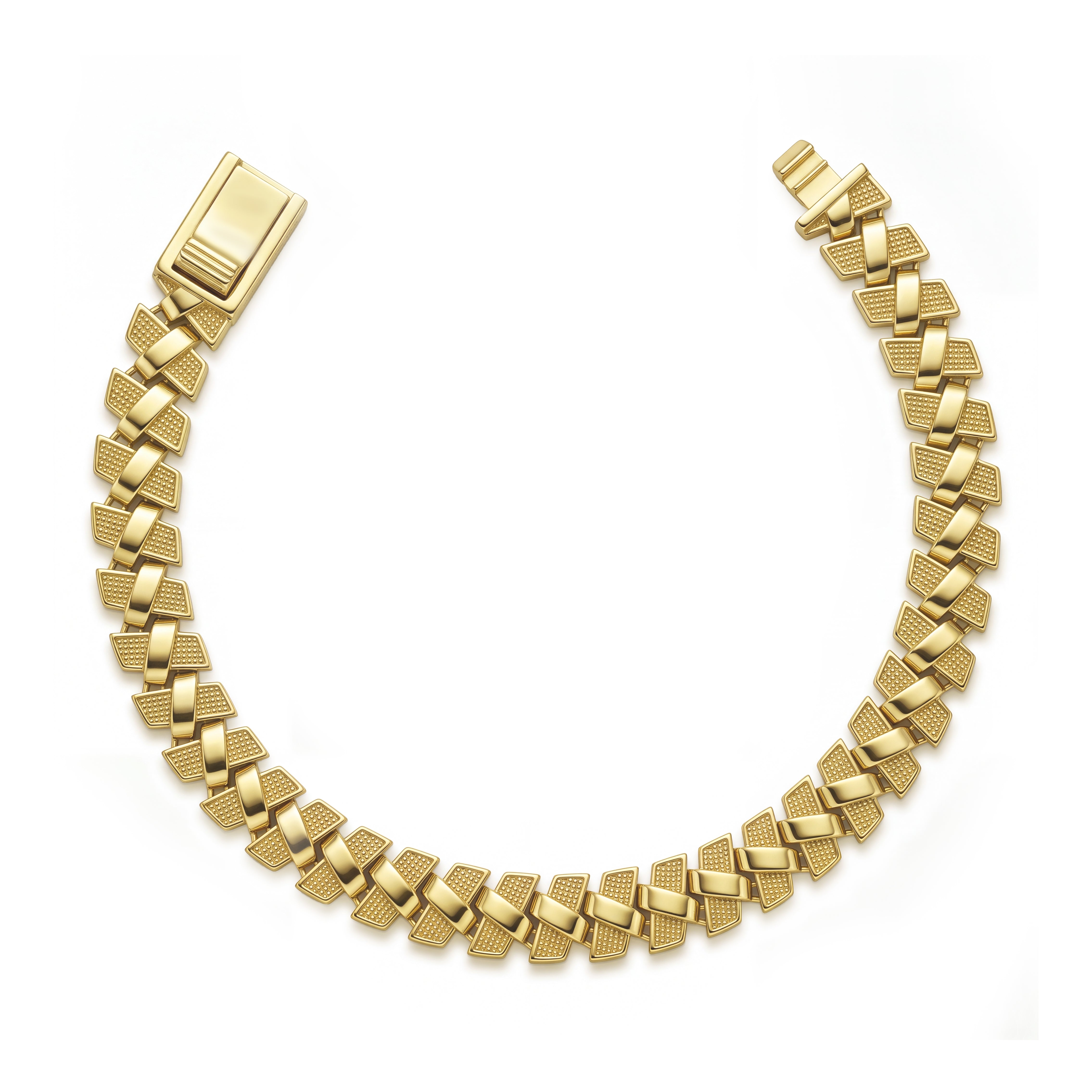 18K Textured Gold Interlink Bracelet