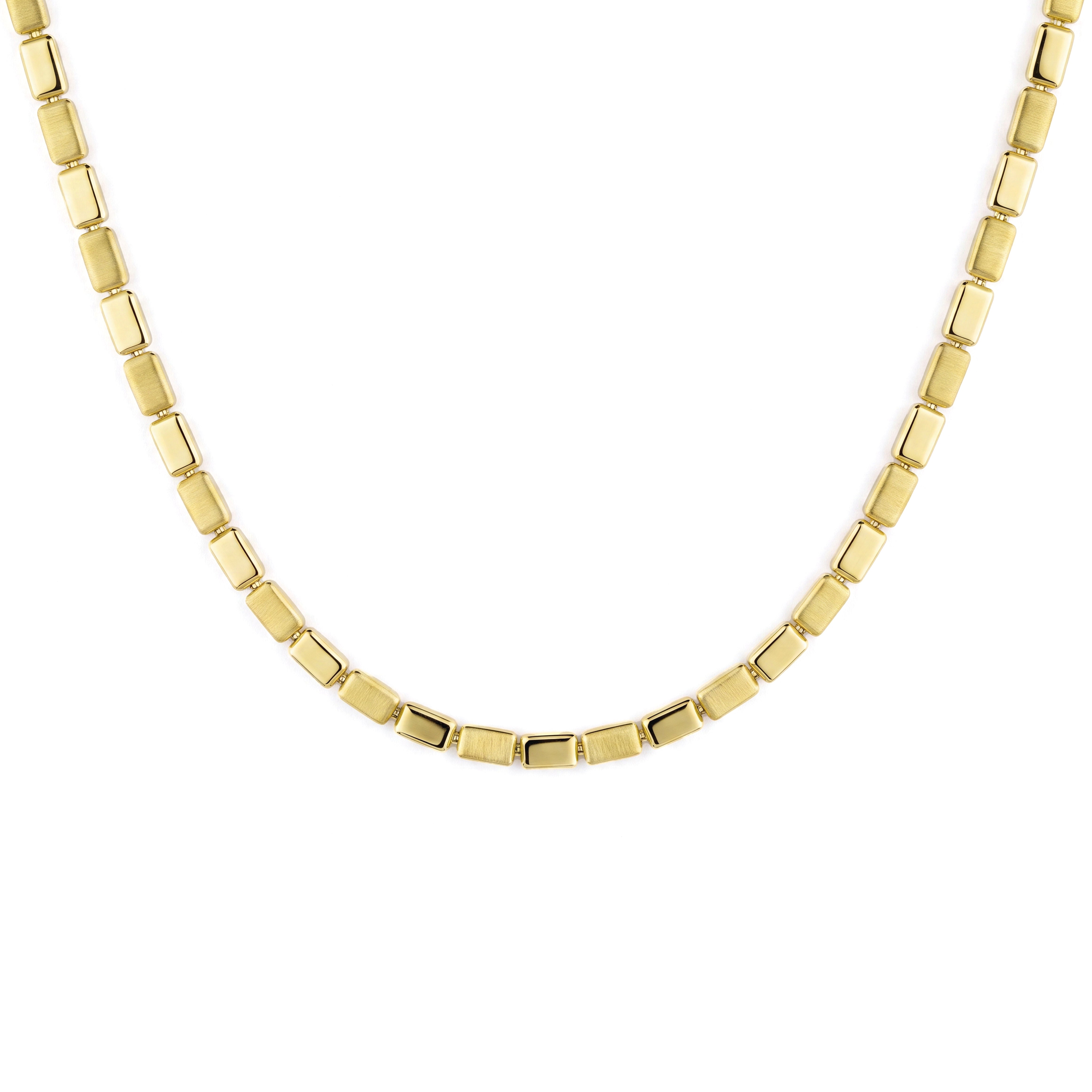 18K Modern Matte & Polished Link Necklace