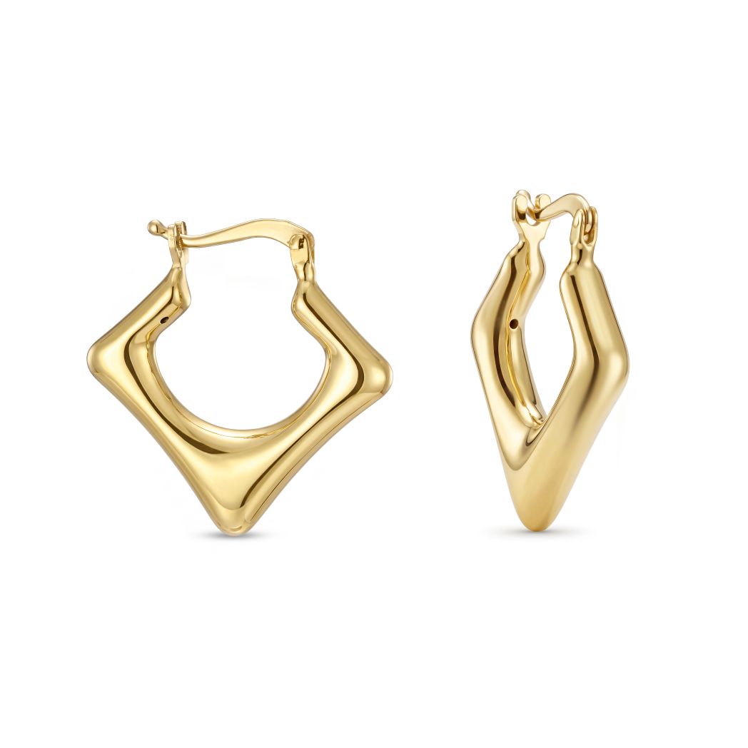 18K Modern Square-Shaped Gold Hoops