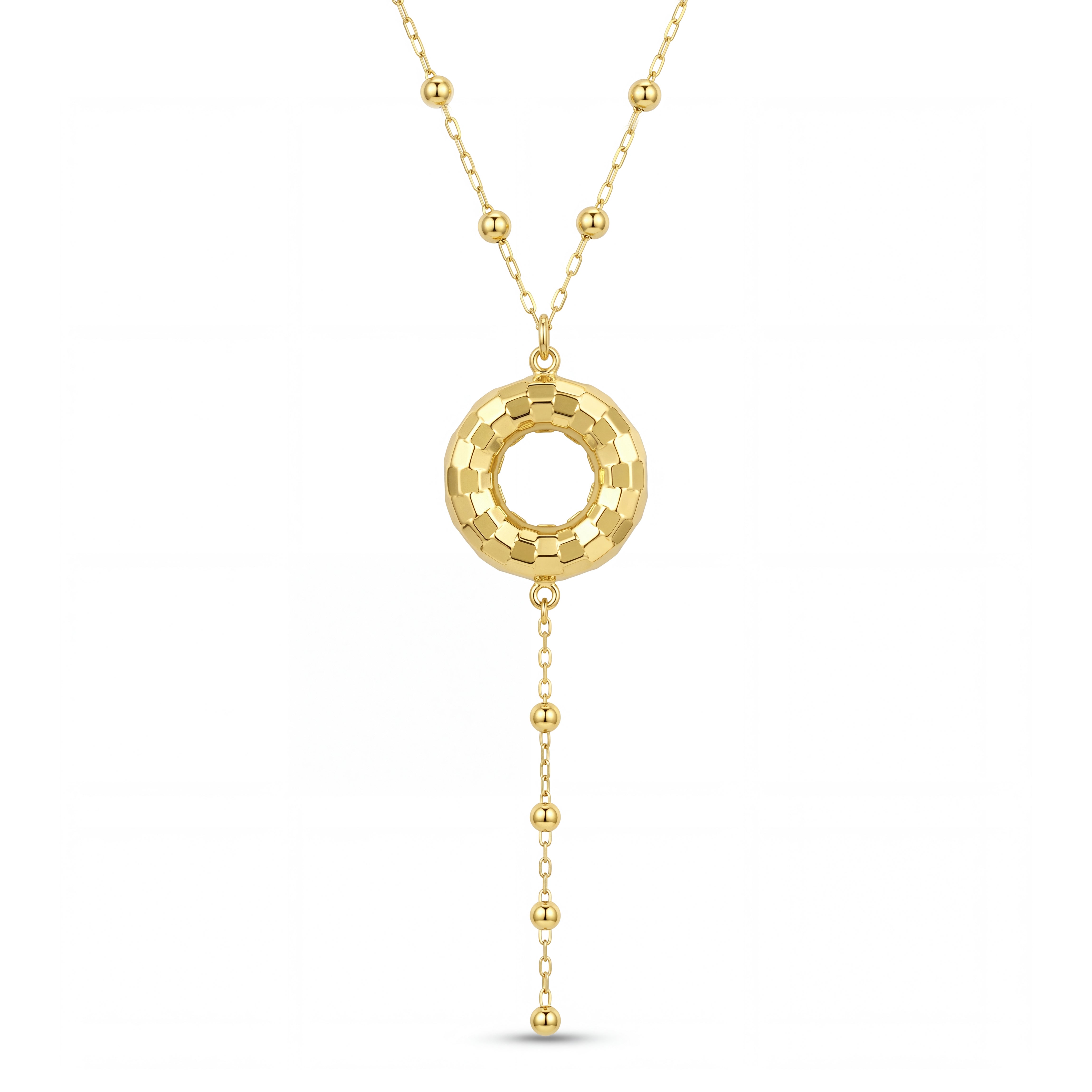 18K Gold Disc Station Necklace