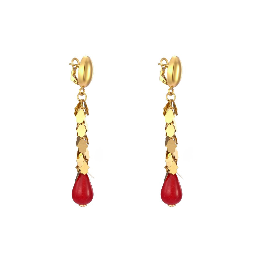 18K Modern Gold Link Drop Earrings