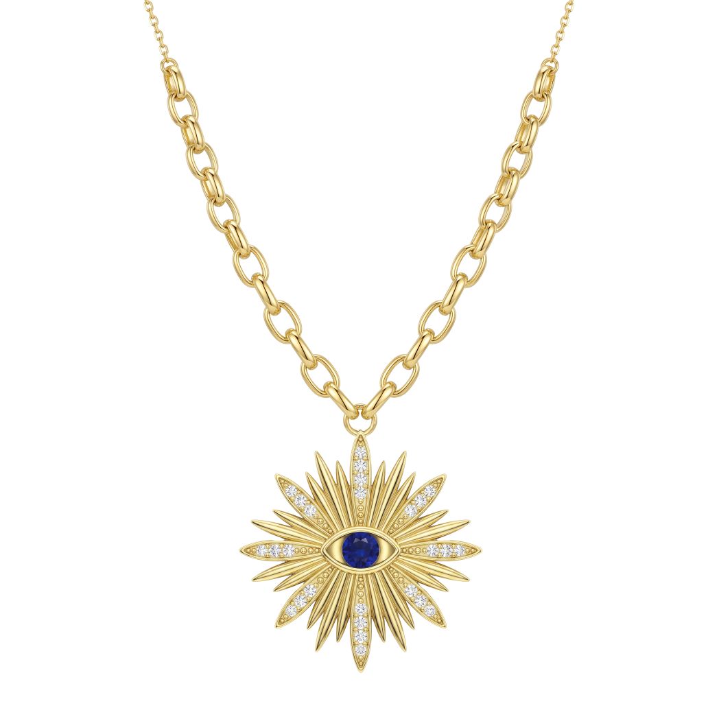 18K Blue Eye Gold Necklace