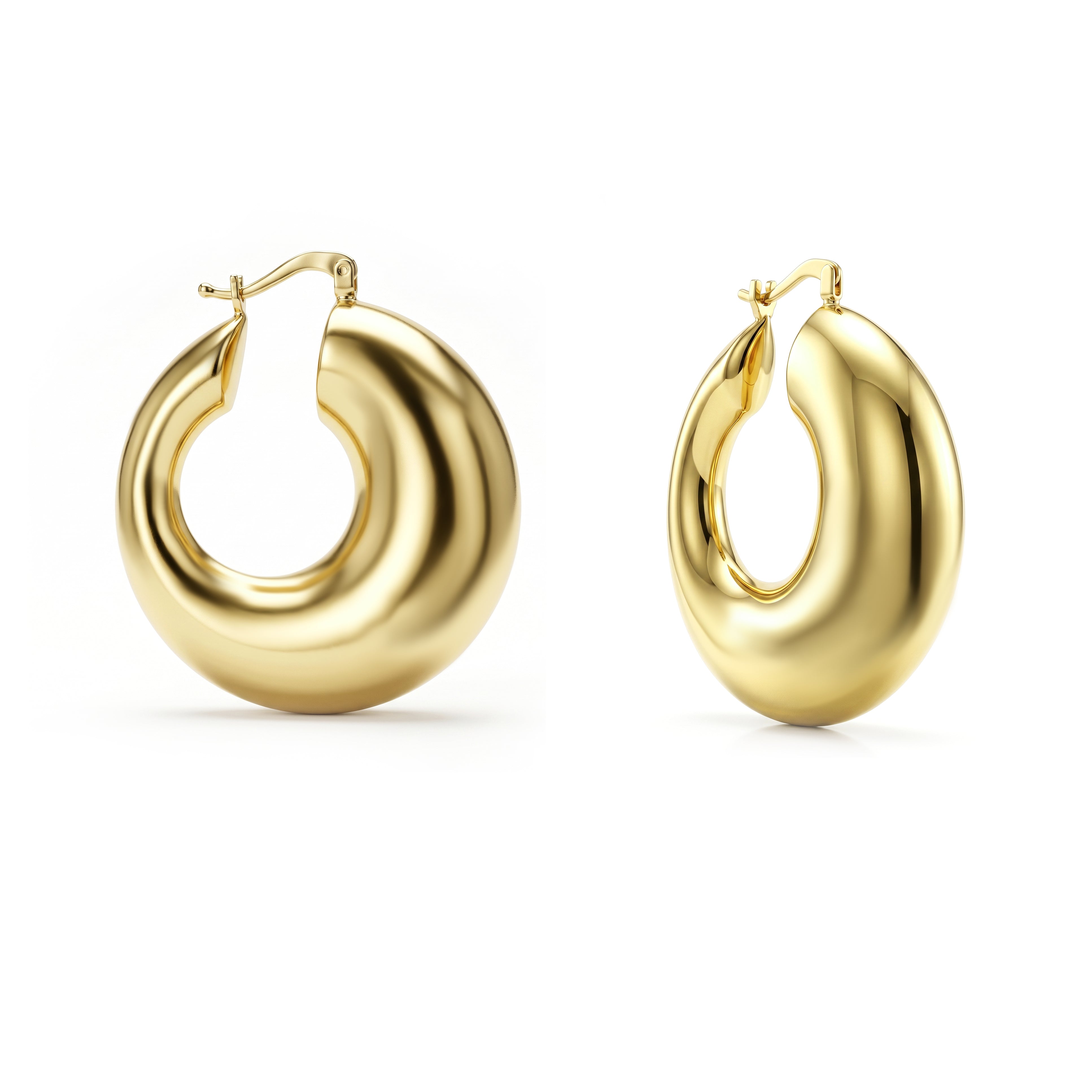 18K Chunky Gold Dome Hoop Earrings