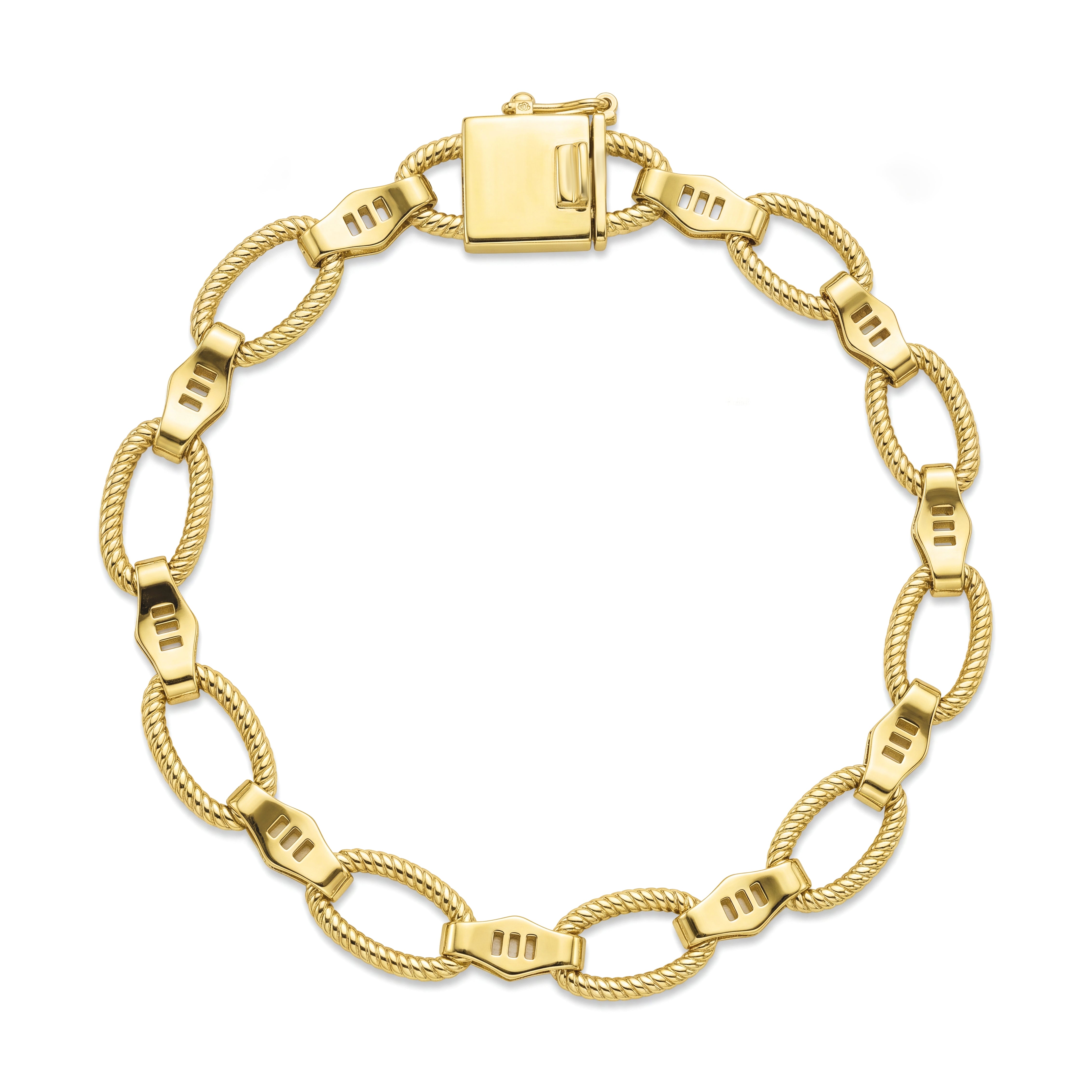 18K Luxurious Textured Oval Link Statement Bracelet