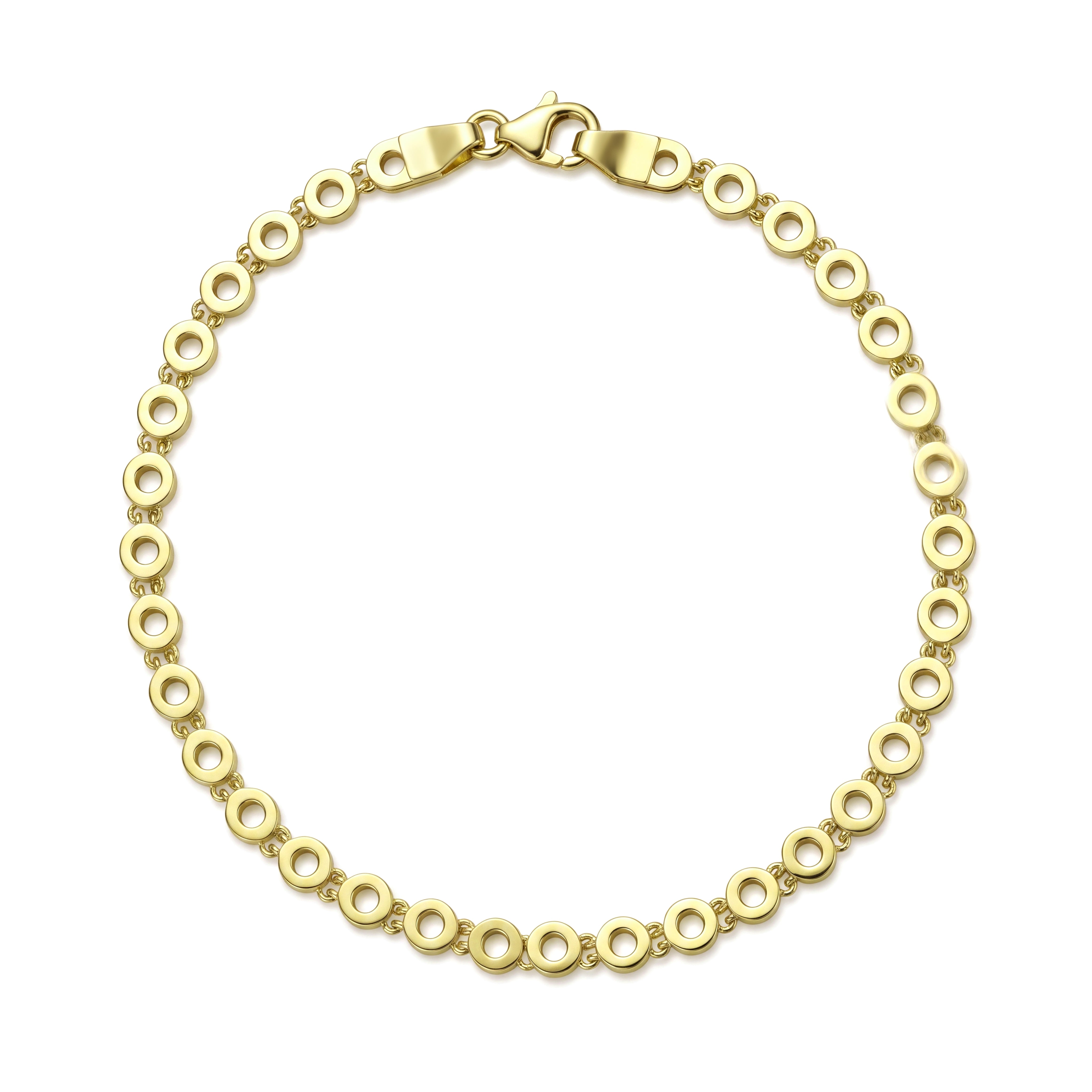 18K Gold Beaded Link Chain Bracelet