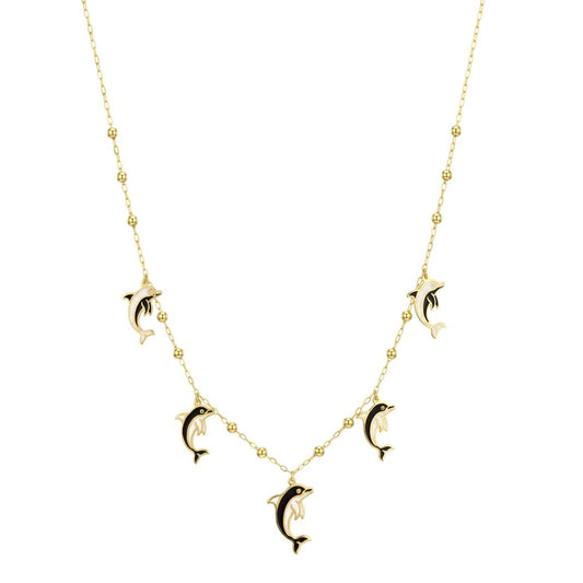 18K Delicate Dolphin Pendant Chain