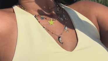 18K Delicate Dolphin Pendant Chain
