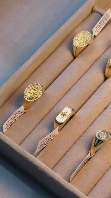 18K Gold Arabic Calligraphy Statement Ring